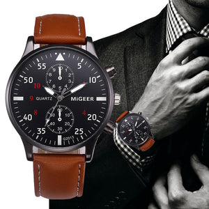 RETRO DESIGN MEN'S LEATHER WATCH