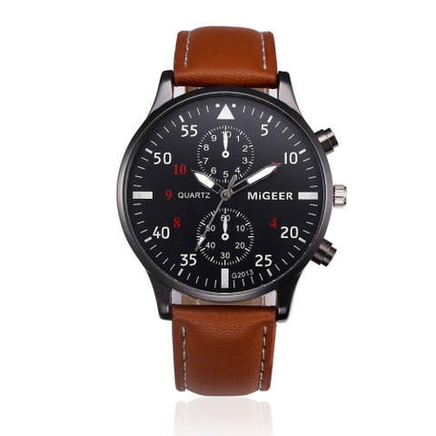 Image of RETRO DESIGN MEN'S LEATHER WATCH